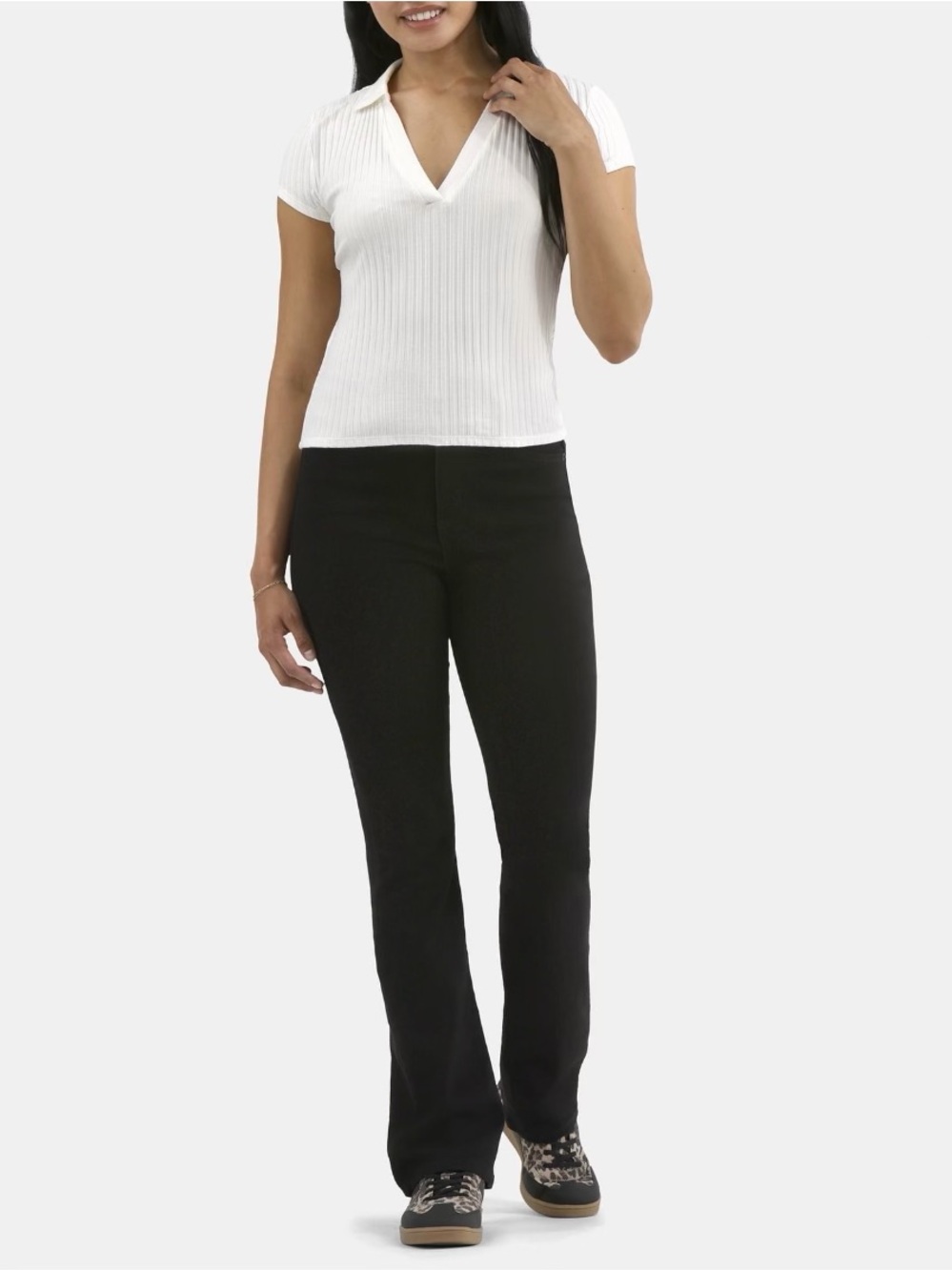 Johnny Collar Ribbed V-Neck Polo Shirt